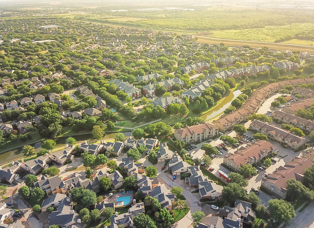 Meridian, ID - Aerial View of Residential Homes in Idaho on a Sunny Day